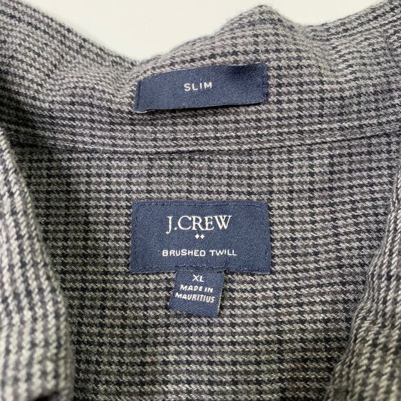 J Crew Shirt Mens XL Extra Large Graphite SLIM Brushed Twill Cotton Shirttail - Picture 4 of 9